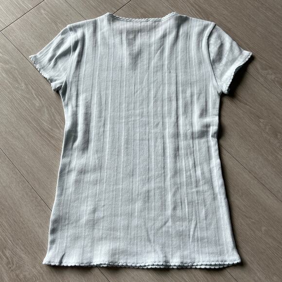 J Crew Pointelle Baby Tee Womens Small OAI Ocean Air Light Blue - Picture 10 of 13